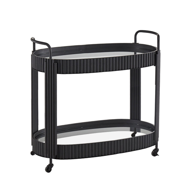 Choteau Iron Bar Cart with Tempered Glass Shelves for Modern Entertaining