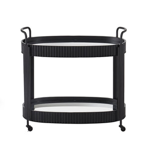 Choteau Iron Bar Cart with Tempered Glass Shelves for Modern Entertaining