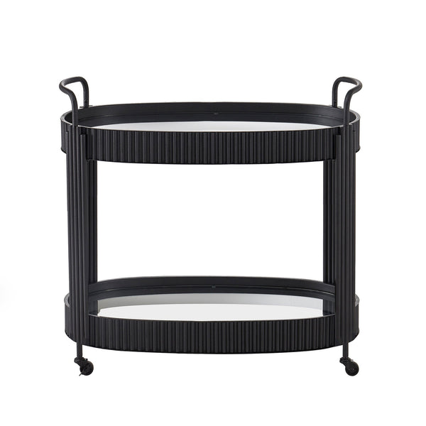 Choteau Iron Bar Cart with Tempered Glass Shelves for Modern Entertaining
