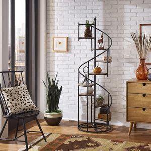 Chelsey Spiral Bookcase 8 Tier Metal Frame Vertical Display Shelf