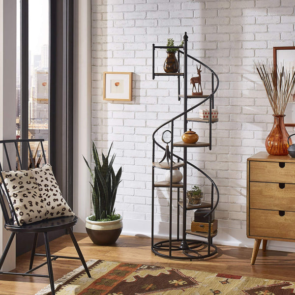 Chelsey Spiral Bookcase 8 Tier Metal Frame Vertical Display Shelf