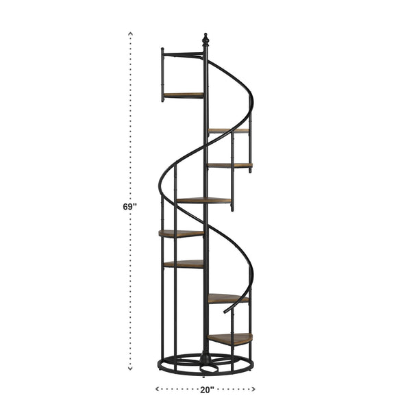 Chelsey Spiral Bookcase 8 Tier Metal Frame Vertical Display Shelf