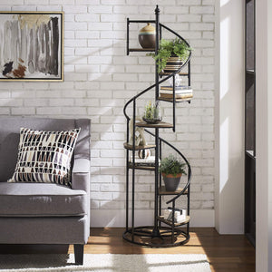 Chelsey Spiral Bookcase 8 Tier Metal Frame Vertical Display Shelf