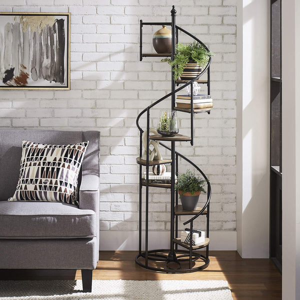 Chelsey Spiral Bookcase 8 Tier Metal Frame Vertical Display Shelf