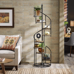 Chelsey Spiral Bookcase 8 Tier Metal Frame Vertical Display Shelf
