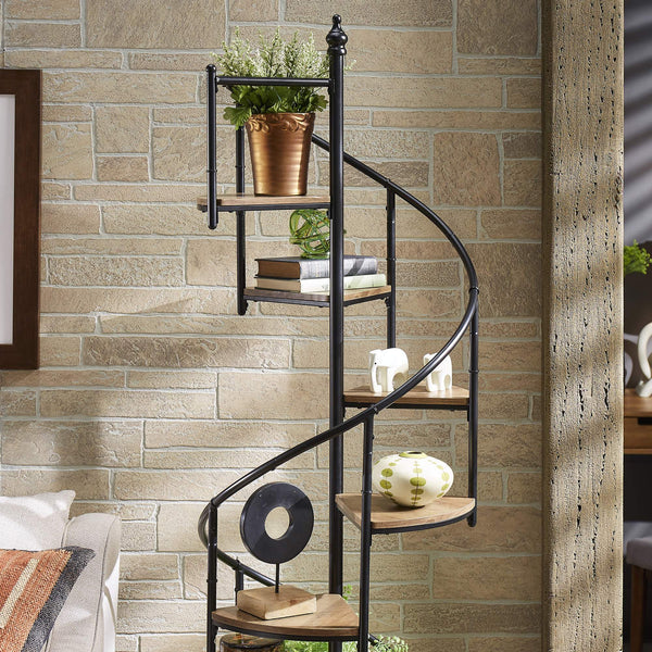 Chelsey Spiral Bookcase 8 Tier Metal Frame Vertical Display Shelf