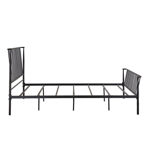 Luling Matte Black Iron Queen Bed Low Profile Geometric Industrial Frame