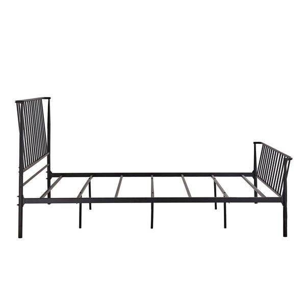 Luling Matte Black Iron Queen Bed Low Profile Geometric Industrial Frame