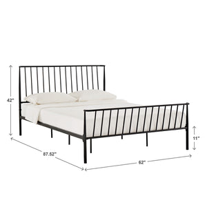 Luling Matte Black Iron Queen Bed Low Profile Geometric Industrial Frame
