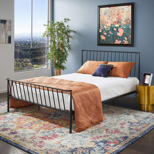 Luling Matte Black Iron Queen Bed Low Profile Geometric Industrial Frame