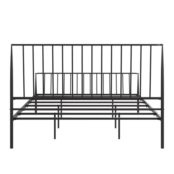 Luling Matte Black Iron Queen Bed Low Profile Geometric Industrial Frame