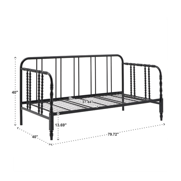 Weimer Iron Spindle Daybed Twin Frame for Guest Studio or Reading Nook Spaces