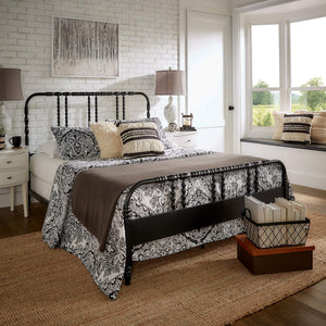 Weimer Iron Spindle Bed Powder Coated Metal Frame for Classic Bedroom Decor
