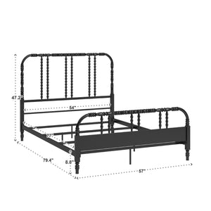 Weimer Iron Spindle Bed Powder Coated Metal Frame for Classic Bedroom Decor