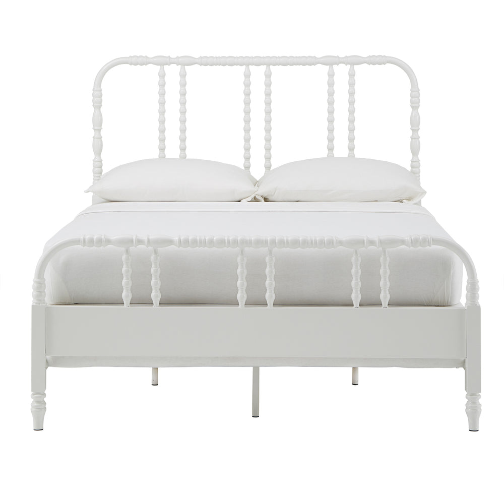 Homelegance Weimer Iron Spindle Bed Powder Coated Metal Frame for Classic Bedroom Decor White Full E138BF-WH