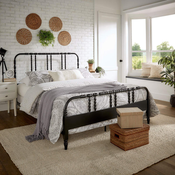 Weimer Iron Spindle Bed Powder Coated Metal Frame for Classic Bedroom Decor