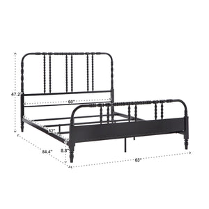 Weimer Iron Spindle Bed Powder Coated Metal Frame for Classic Bedroom Decor