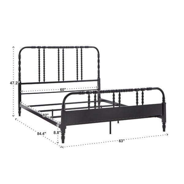 Weimer Iron Spindle Bed Powder Coated Metal Frame for Classic Bedroom Decor