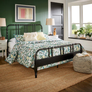 Weimer Iron Spindle Bed Powder Coated Metal Frame for Classic Bedroom Decor