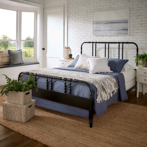 Weimer Iron Spindle Bed Powder Coated Metal Frame for Classic Bedroom Decor