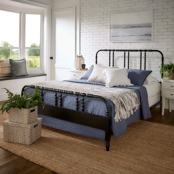 Weimer Iron Spindle Bed Powder Coated Metal Frame for Classic Bedroom Decor