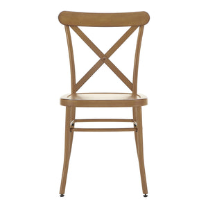 Ervine Metal Dining Chair Set of Two with X-cross Back for Farmhouse Bistro Rooms
