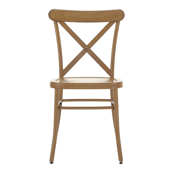 Ervine Metal Dining Chair Set of Two with X-cross Back for Farmhouse Bistro Rooms