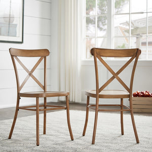 Ervine Metal Dining Chair Set of Two with X-cross Back for Farmhouse Bistro Rooms