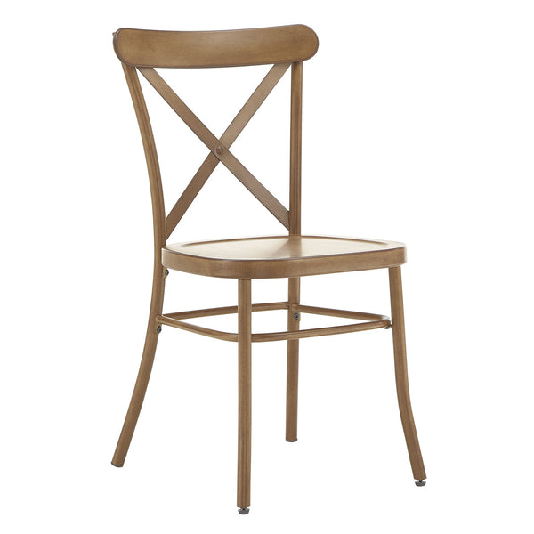 Ervine Metal Dining Chair Set of Two with X-cross Back for Farmhouse Bistro Rooms