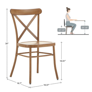 Ervine Metal Dining Chair Set of Two with X-cross Back for Farmhouse Bistro Rooms