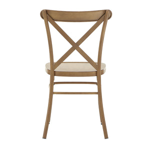 Ervine Metal Dining Chair Set of Two with X-cross Back for Farmhouse Bistro Rooms