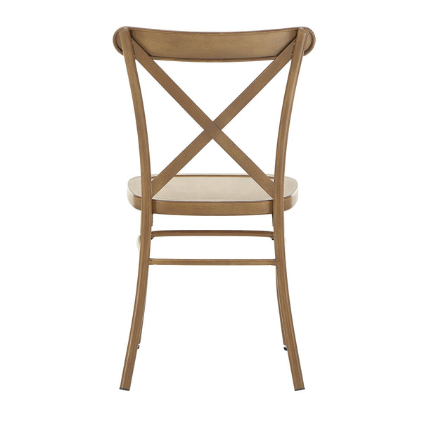 Ervine Metal Dining Chair Set of Two with X-cross Back for Farmhouse Bistro Rooms