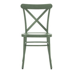 Ervine Metal Dining Chair Set of Two with X-cross Back for Farmhouse Bistro Rooms