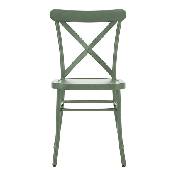 Ervine Metal Dining Chair Set of Two with X-cross Back for Farmhouse Bistro Rooms