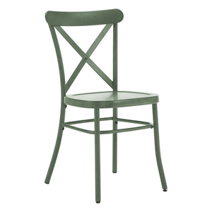 Ervine Metal Dining Chair Set of Two with X-cross Back for Farmhouse Bistro Rooms