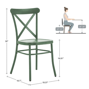 Ervine Metal Dining Chair Set of Two with X-cross Back for Farmhouse Bistro Rooms