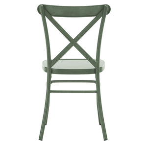Ervine Metal Dining Chair Set of Two with X-cross Back for Farmhouse Bistro Rooms
