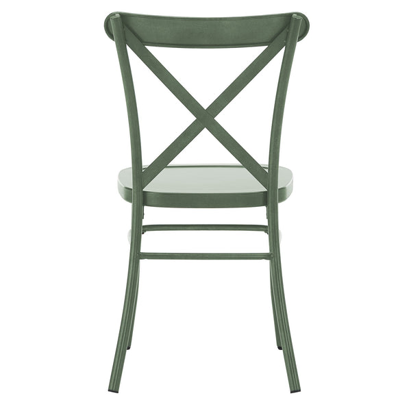 Ervine Metal Dining Chair Set of Two with X-cross Back for Farmhouse Bistro Rooms