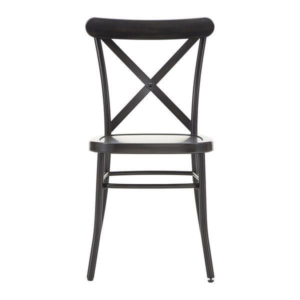 Ervine Metal Dining Chair Set of Two with X-cross Back for Farmhouse Bistro Rooms