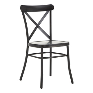 Ervine Metal Dining Chair Set of Two with X-cross Back for Farmhouse Bistro Rooms