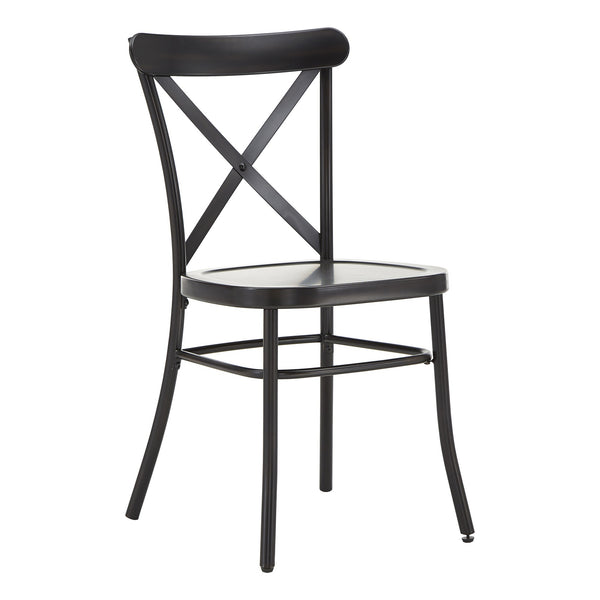 Ervine Metal Dining Chair Set of Two with X-cross Back for Farmhouse Bistro Rooms
