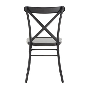 Ervine Metal Dining Chair Set of Two with X-cross Back for Farmhouse Bistro Rooms