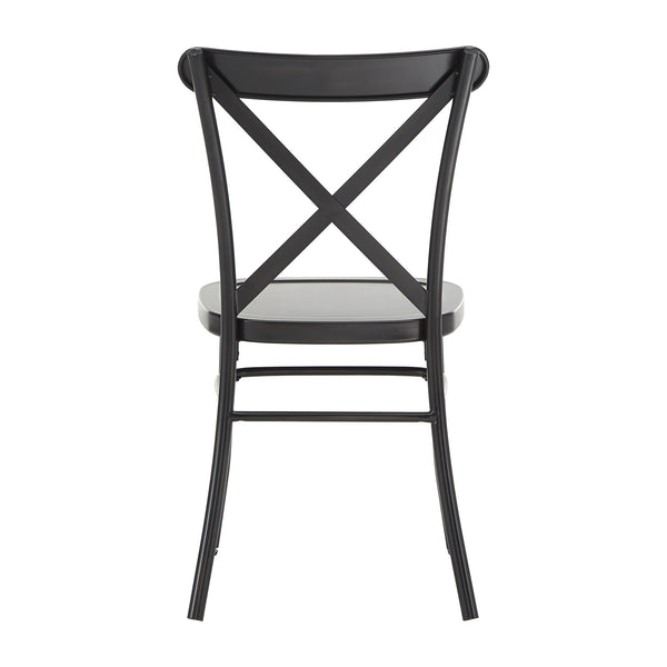 Ervine Metal Dining Chair Set of Two with X-cross Back for Farmhouse Bistro Rooms