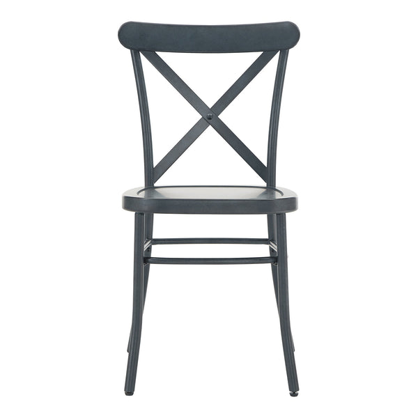 Ervine Metal Dining Chair Set of Two with X-cross Back for Farmhouse Bistro Rooms