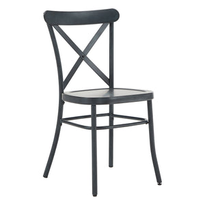 Ervine Metal Dining Chair Set of Two with X-cross Back for Farmhouse Bistro Rooms