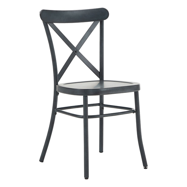 Ervine Metal Dining Chair Set of Two with X-cross Back for Farmhouse Bistro Rooms