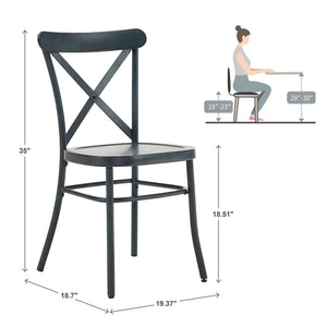 Ervine Metal Dining Chair Set of Two with X-cross Back for Farmhouse Bistro Rooms