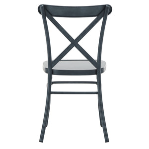 Ervine Metal Dining Chair Set of Two with X-cross Back for Farmhouse Bistro Rooms