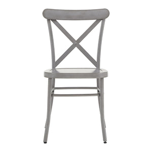 Ervine Metal Dining Chair Set of Two with X-cross Back for Farmhouse Bistro Rooms