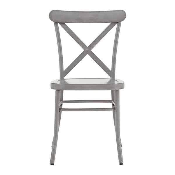 Ervine Metal Dining Chair Set of Two with X-cross Back for Farmhouse Bistro Rooms
